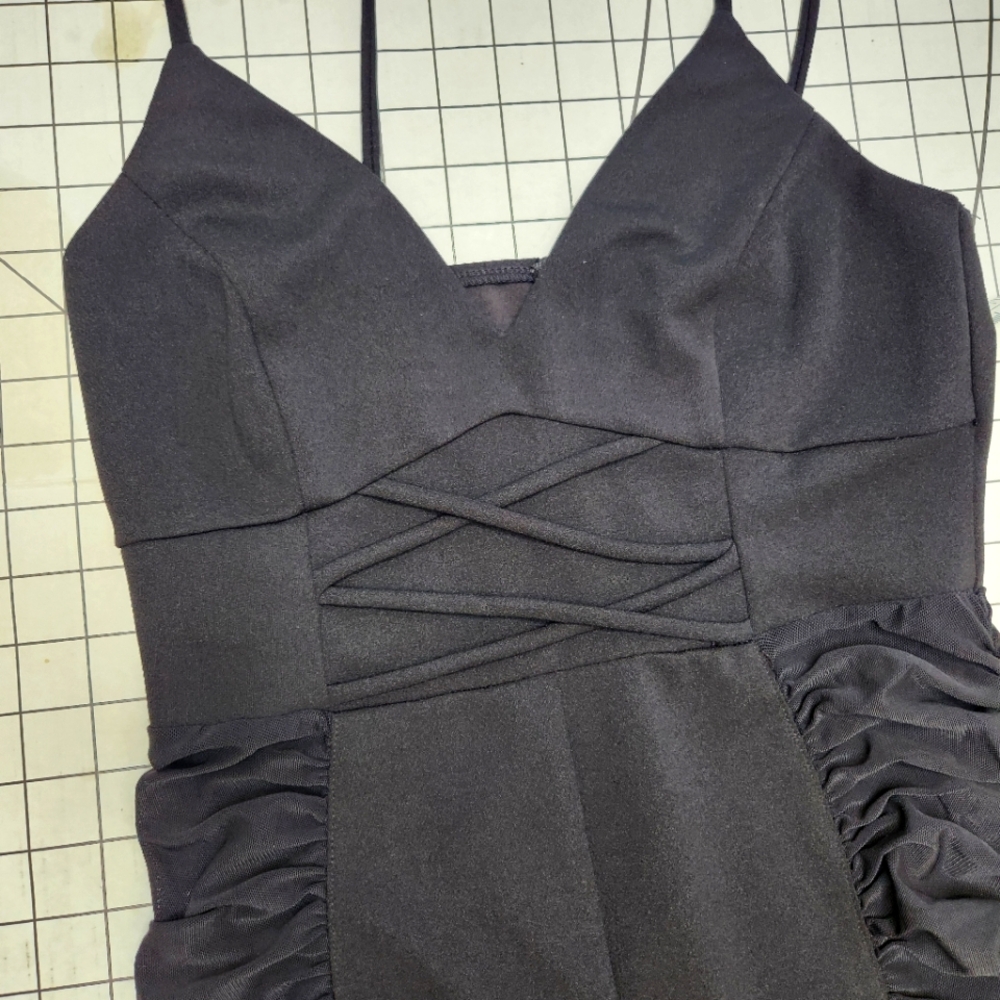 Privy Black Jumpsuit with Cross Front Design Size Medium